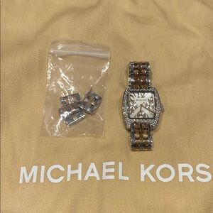 Michael Kors Women's Two-Tone Gold & Silver Crystal-Trim Bracelet Watch